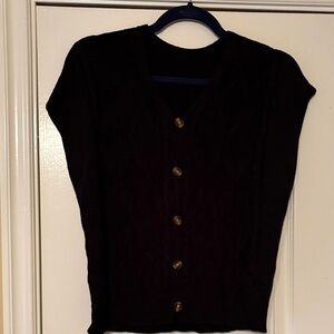 Black Button-Up Sweater Vest